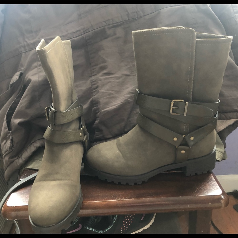 Olive green booties